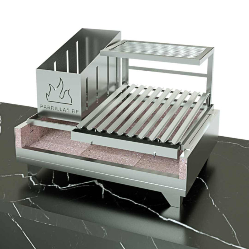 Churrasqueira Parrilla Argentina em Inox 2 Grelhas para Bancada Platinum