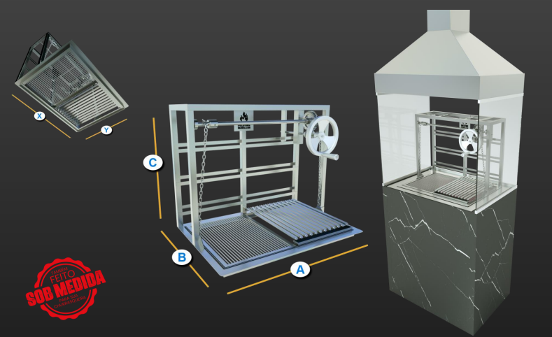 Churrasqueira Parrilla Argentina e Uruguaia de Elevação Prime sem Firebox